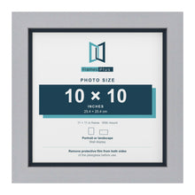 Silver 11 x 11 inch picture frame with a Pacific Blue mount for a 10 x 10 inch photo