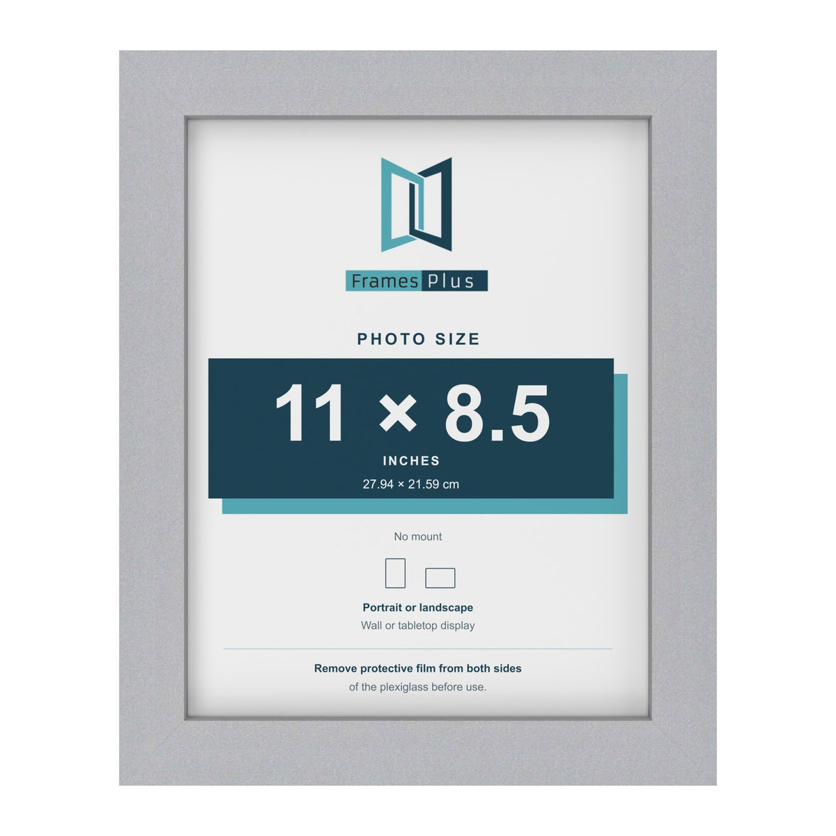 Silver picture frame for an 11 x 8.5 inch photo