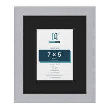 Silver 11 x 9 inch picture frame with a black mount for a 7 x 5 inch photo