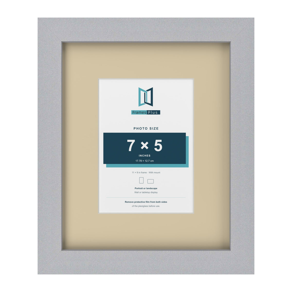 Silver 11 x 9 inch picture frame with an ivory mount for a 7 x 5 inch photo