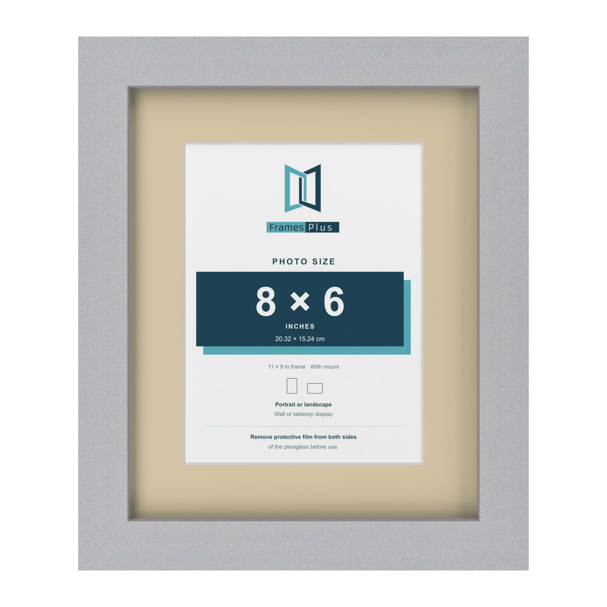 Silver 11 x 9 inch picture frame with an ivory mount for an 8 x 6 inch photo