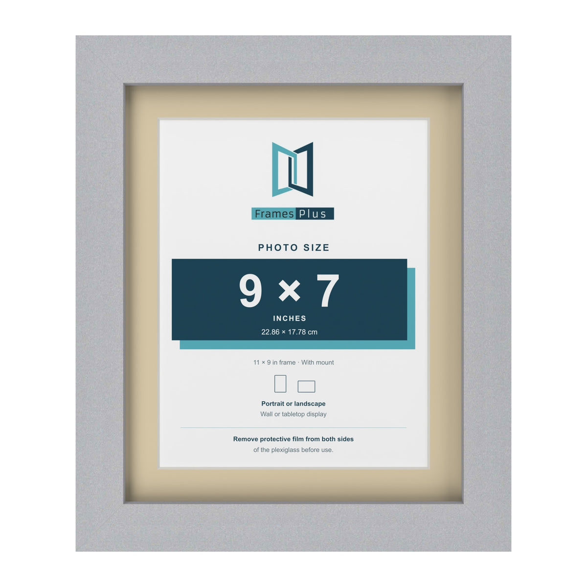Silver 11 x 9 inch picture frame with an ivory mount for a 9 x 7 inch photo