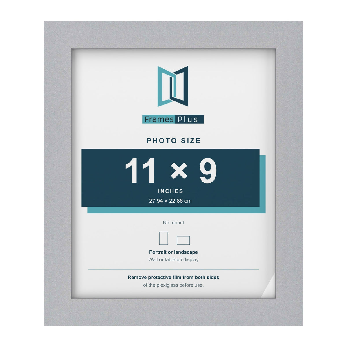 Silver picture frame for a 11 x 9 inch photo