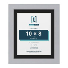 Silver 12 x 10 inch picture frame with a black mount for a 10 x 8 inch photo