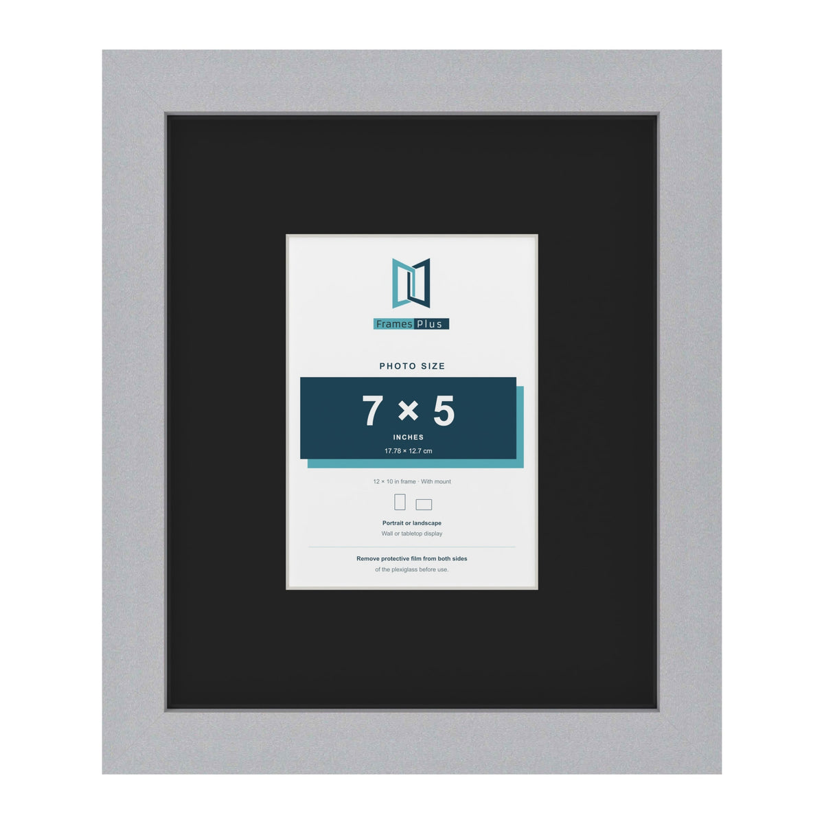 Silver 12 x 10 inch picture frame with a black mount for a 7 x 5 inch photo