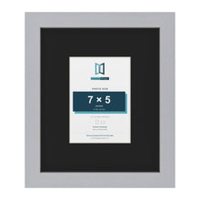 Silver 12 x 10 inch picture frame with a black mount for a 7 x 5 inch photo