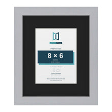 Silver 12 x 10 inch picture frame with a black mount for an 8 x 6 inch photo