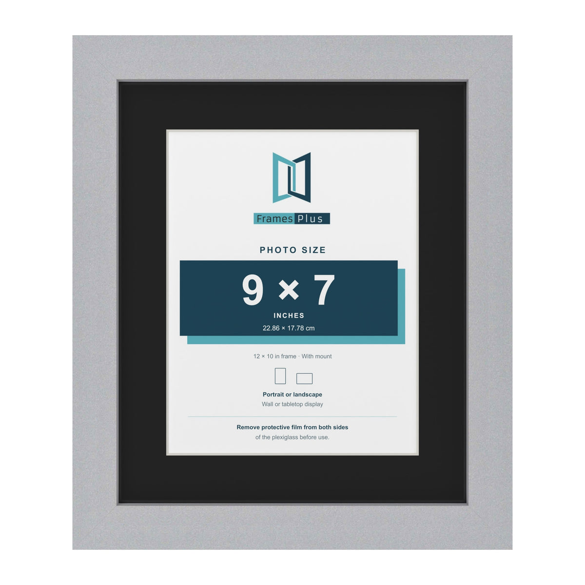 Silver 12 x 10 inch picture frame with a black mount for a 9 x 7 inch photo