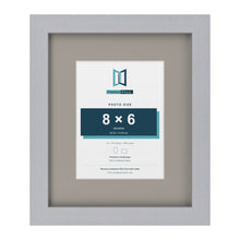 Silver 12 x 10 inch picture frame with a Dawn Grey mount for an 8 x 6 inch photo