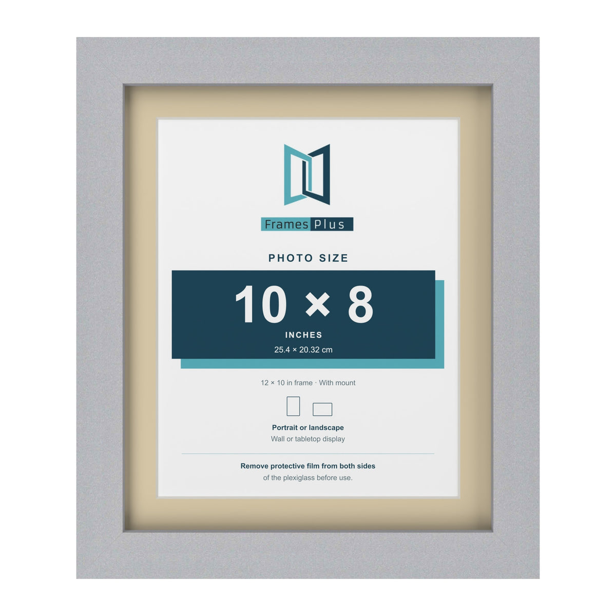 Silver 12 x 10 inch picture frame with an ivory mount for a 10 x 8 inch photo