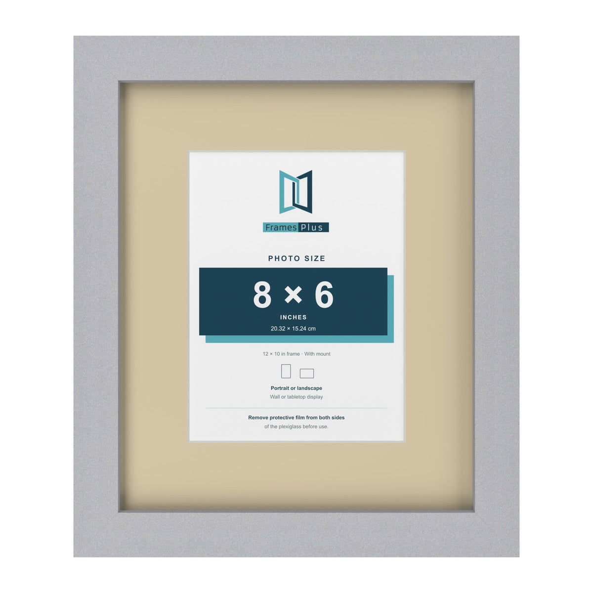 Silver 12 x 10 inch picture frame with an ivory mount for an 8 x 6 inch photo