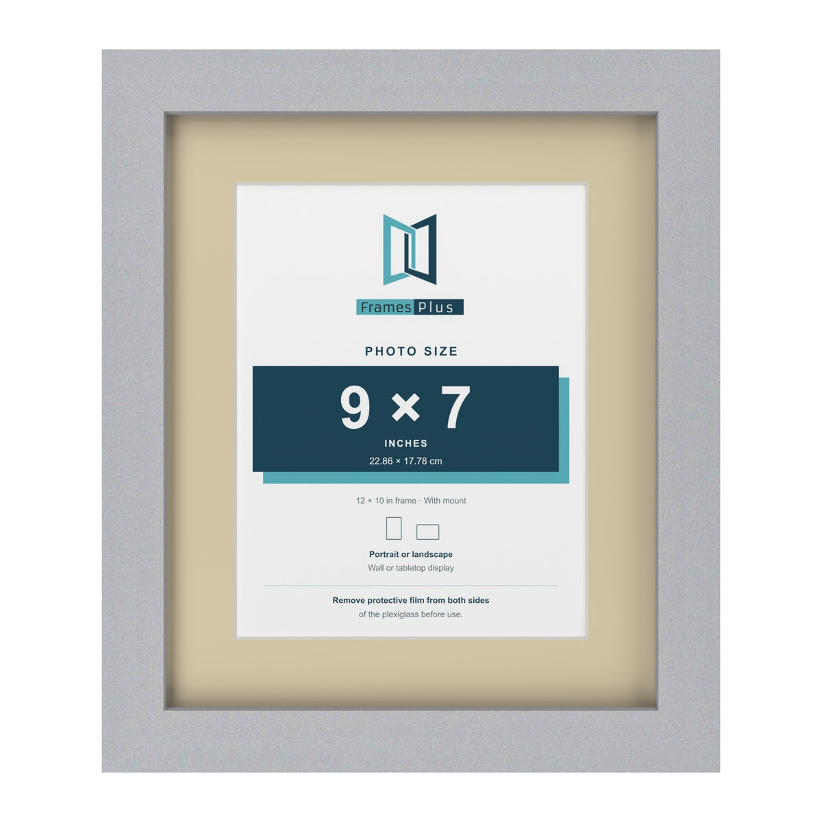 Silver 12 x 10 inch picture frame with an ivory mount for a 9 x 7 inch photo