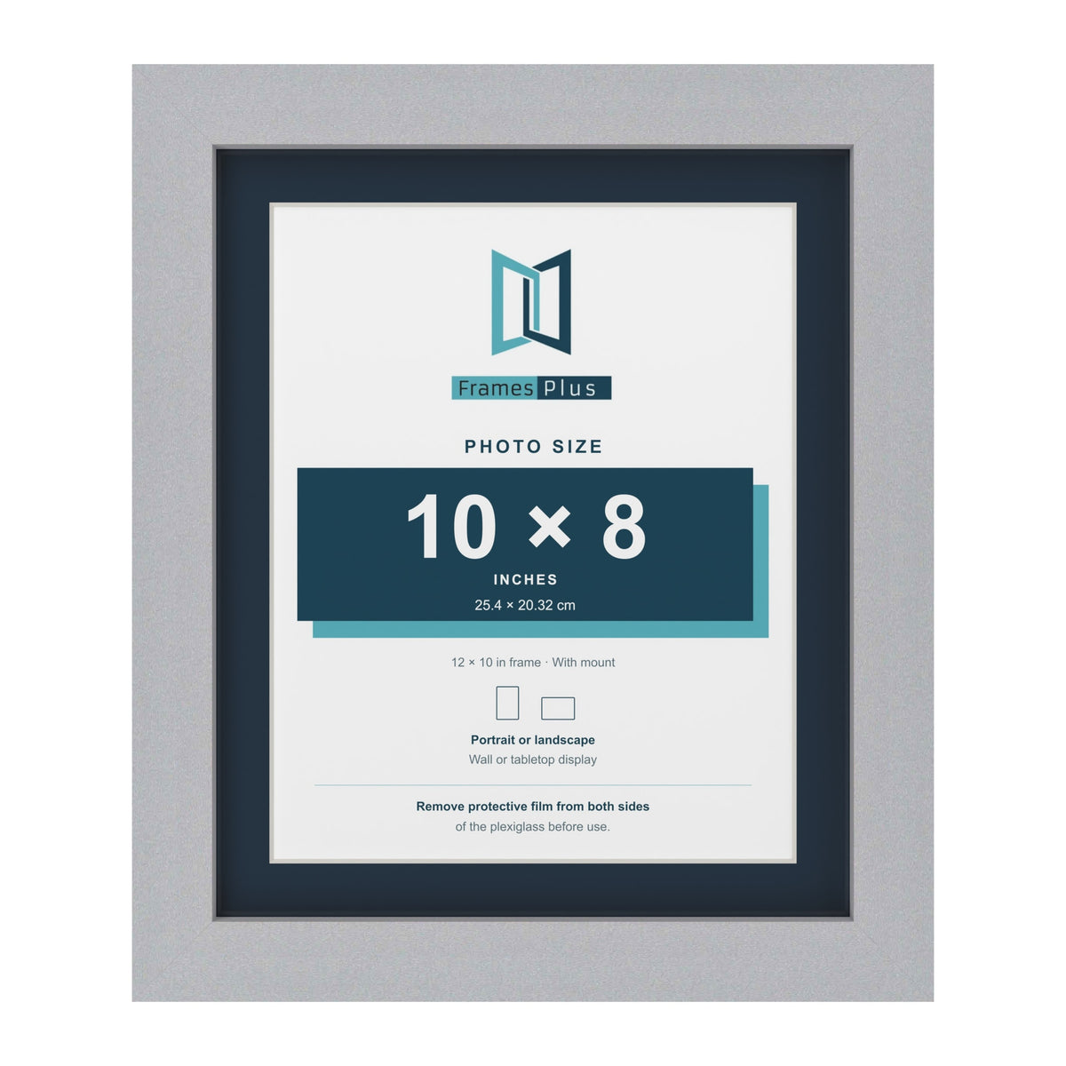Silver 12 x 10 inch picture frame with a Pacific Blue mount for a 10 x 8 inch photo