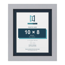 Silver 12 x 10 inch picture frame with a Pacific Blue mount for a 10 x 8 inch photo