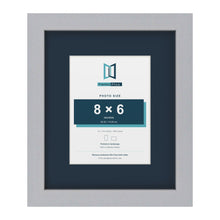 Silver 12 x 10 inch picture frame with a Pacific Blue mount for an 8 x 6 inch photo