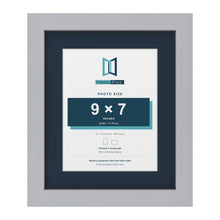 Silver 12 x 10 inch picture frame with a Pacific Blue mount for a 9 x 7 inch photo