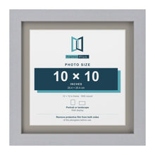 Silver 12 x 12 inch picture frame with a Dawn Grey mount for a 10 x 10 inch photo