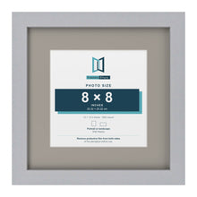 Silver 12 x 12 inch picture frame with a Dawn Grey mount for an 8 x 8 inch photo