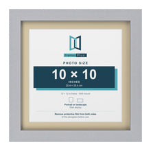 Silver 12 x 12 inch picture frame with an ivory mount for a 10 x 10 inch photo