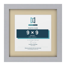 Silver 12 x 12 inch picture frame with an ivory mount for a 9 x 9 inch photo