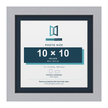 Silver 12 x 12 inch picture frame with a Pacific Blue mount for a 10 x 10 inch photo