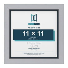 Silver 12 x 12 inch picture frame with a Pacific Blue mount for an 11 x 11 inch photo