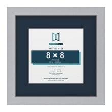 Silver 12 x 12 inch picture frame with a Pacific Blue mount for an 8 x 8 inch photo