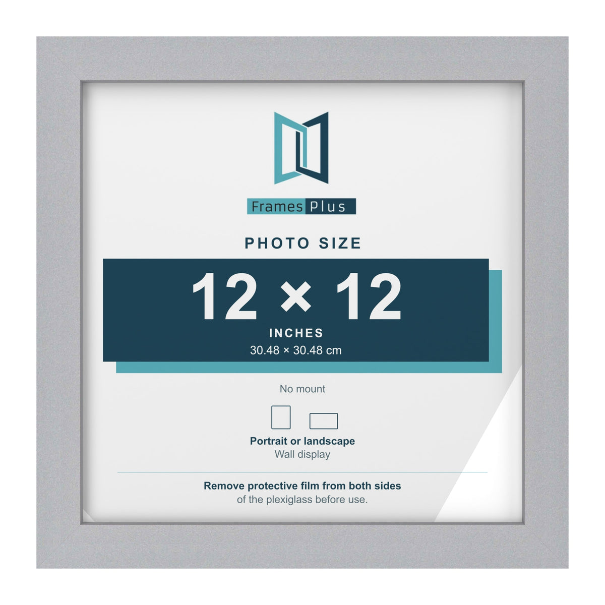 Silver picture frame for a 12 x 12 inch photo