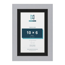 Silver 12 x 8 inch picture frame with a black mount for a 10 x 6 inch photo