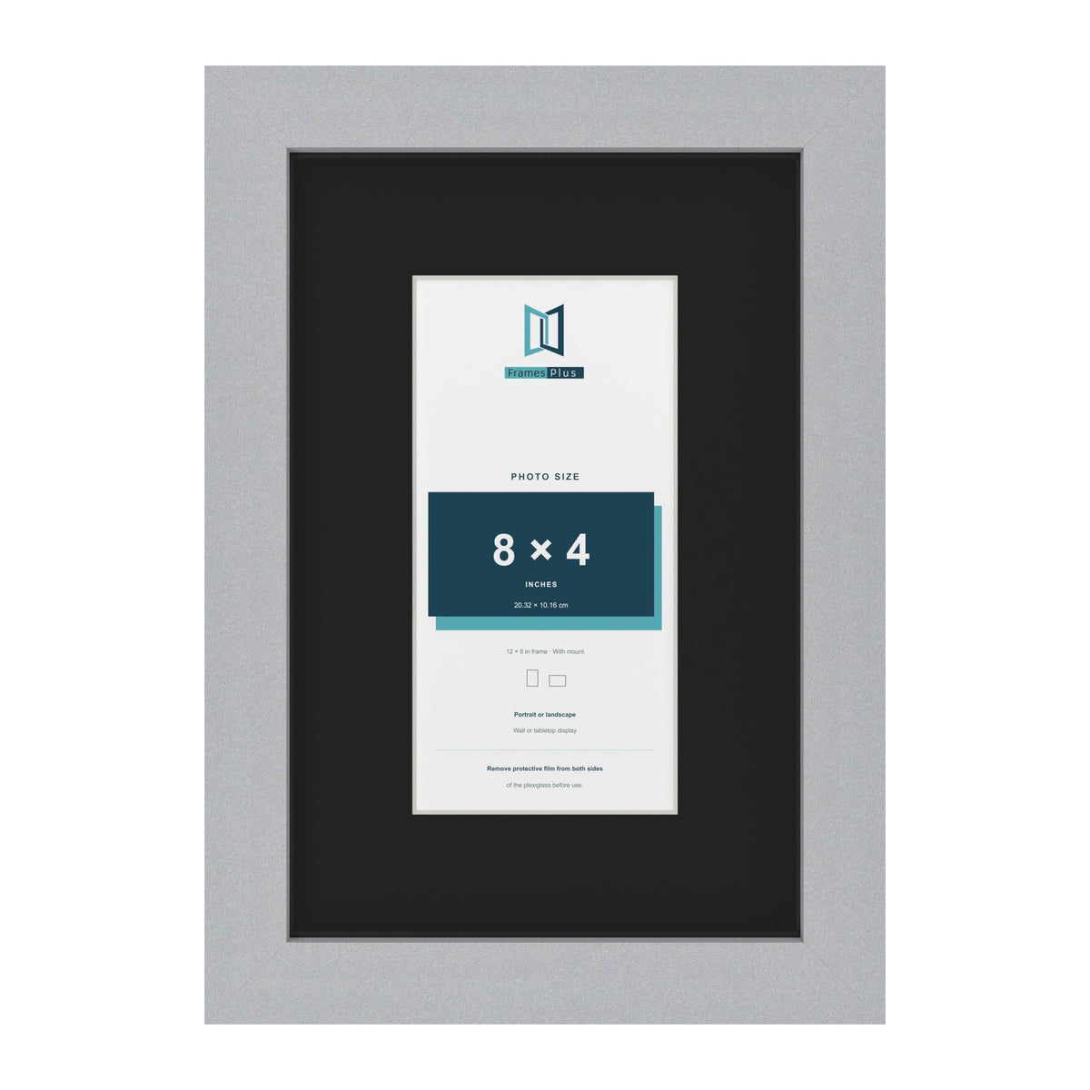 Silver 12 x 8 inch picture frame with a black mount for an 8 x 4 inch photo