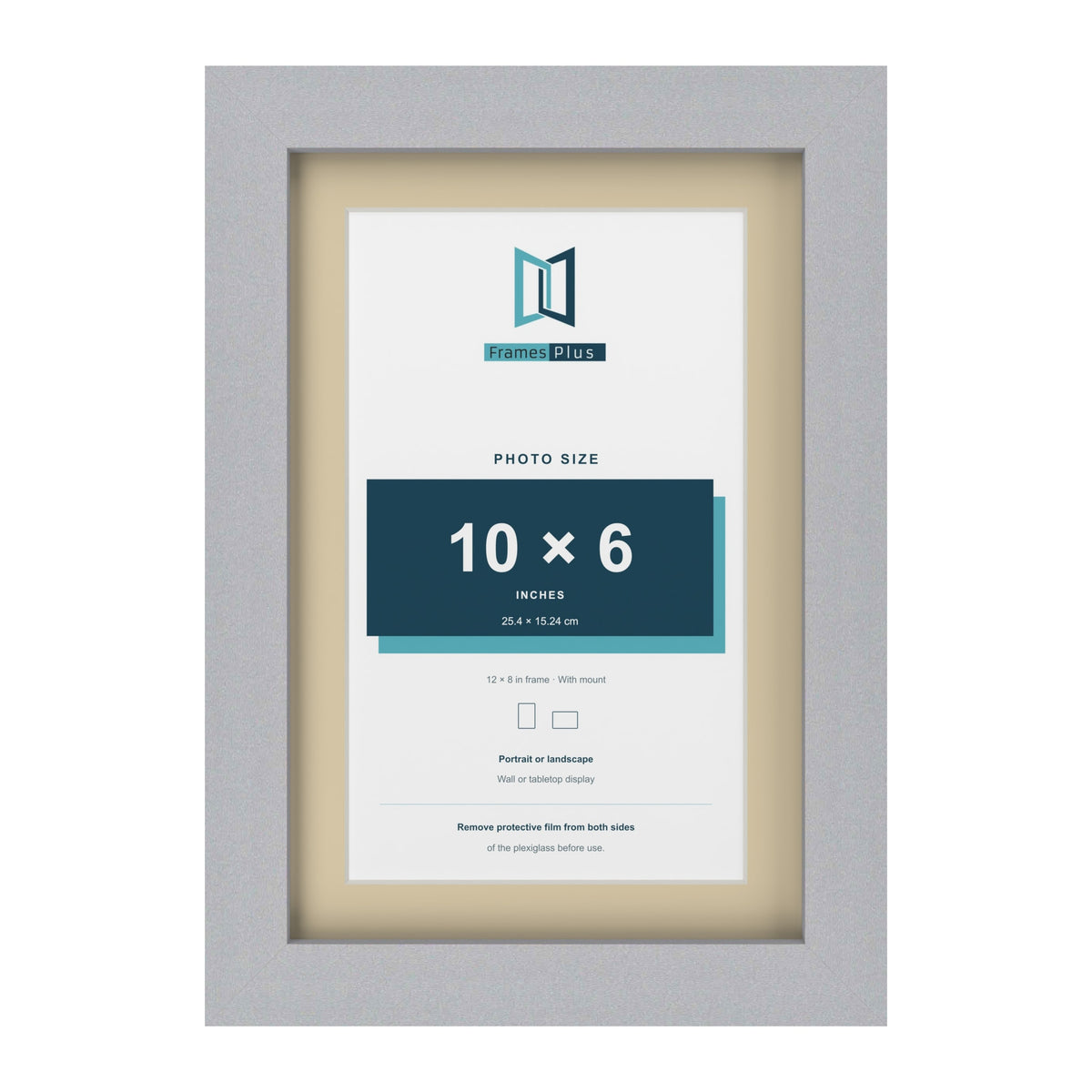 Silver 12 x 8 inch picture frame with an ivory mount for a 10 x 6 inch photo