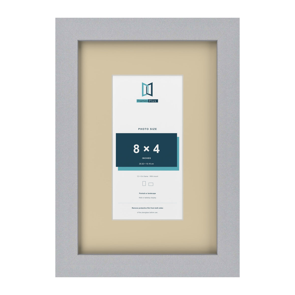 Silver 12 x 8 inch picture frame with an ivory mount for an 8 x 4 inch photo