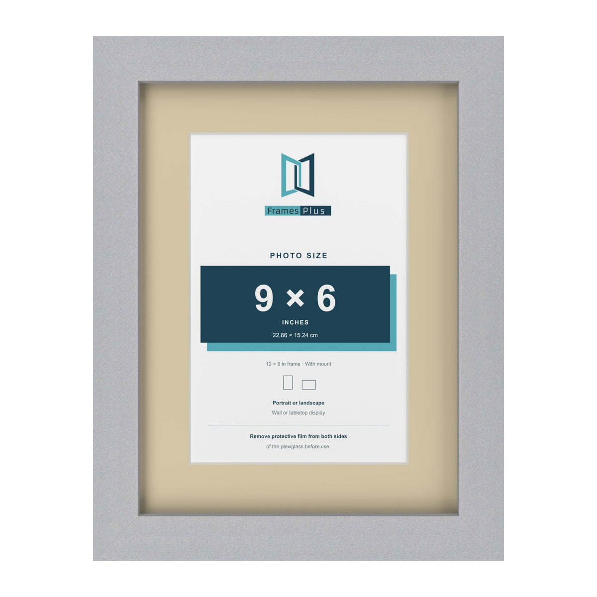 Silver 12 x 9 inch picture frame with an ivory mount for a 9 x 6 inch photo