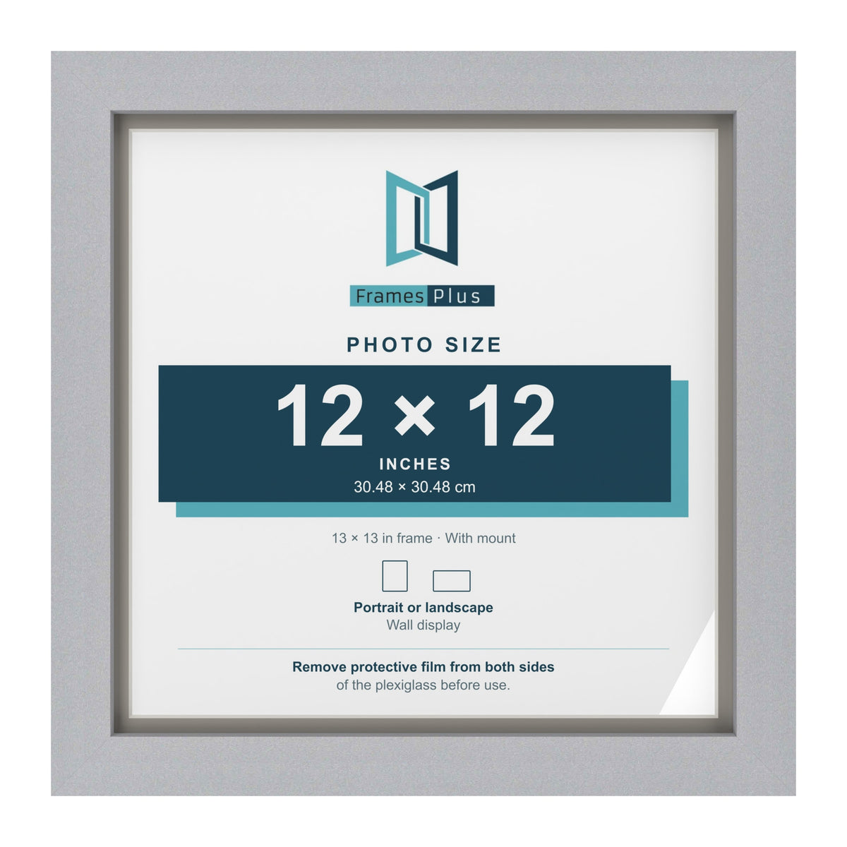 Silver 13 x 13 inch picture frame with a Dawn Grey mount for a 12 x 12 inch photo