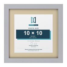 Silver 13 x 13 inch picture frame with an ivory mount for a 10 x 10 inch photo