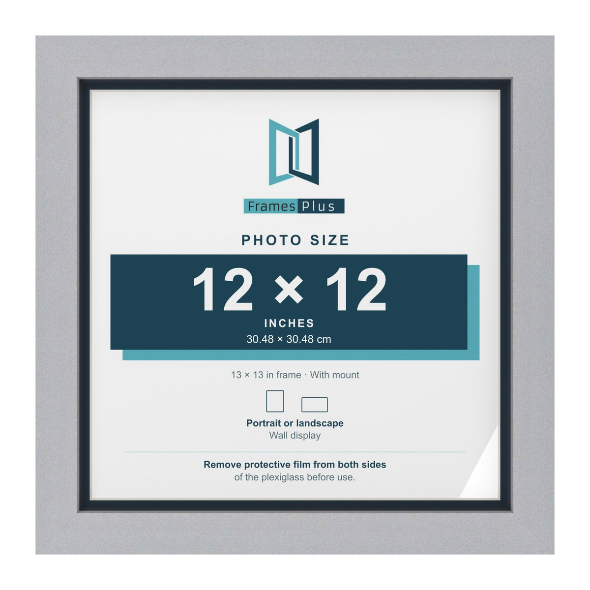Silver 13 x 13 inch picture frame with a Pacific Blue mount for a 12 x 12 inch photo