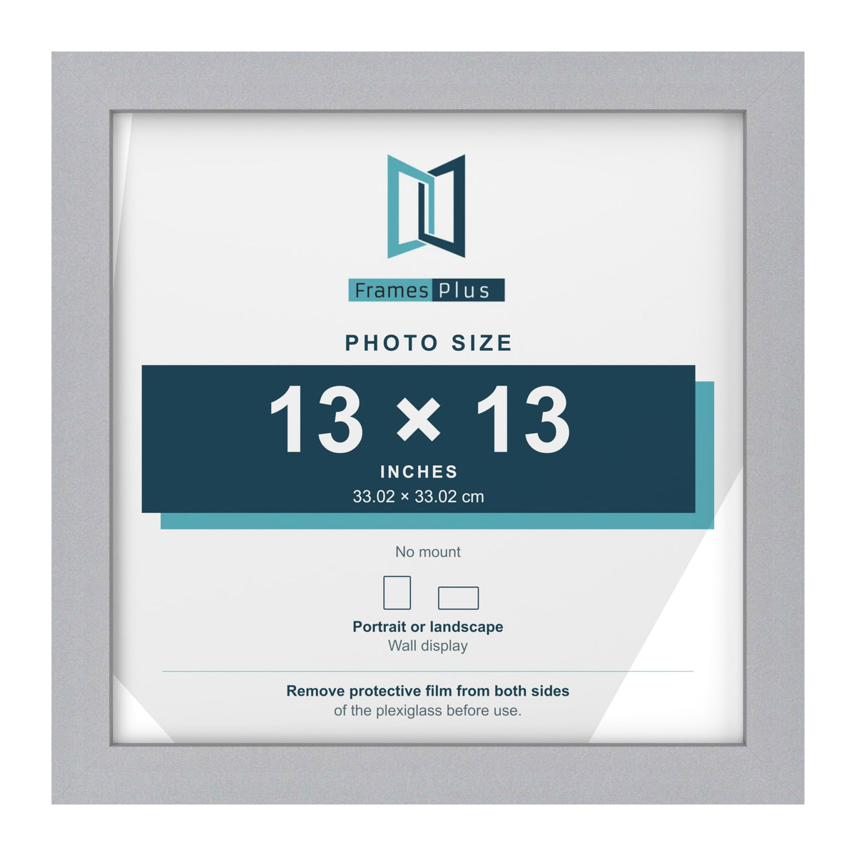 Silver picture frame for a 13 x 13 inch photo