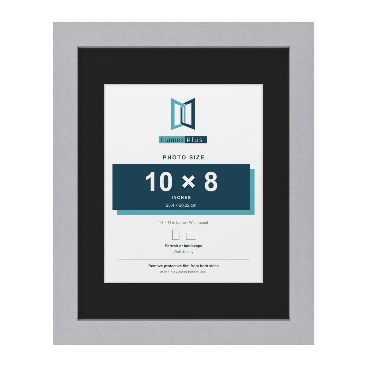 Silver 14 x 11 inch picture frame with a black mount for a 10 x 8 inch photo