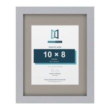 Silver 14 x 11 inch picture frame with a Dawn Grey mount for a 10 x 8 inch photo