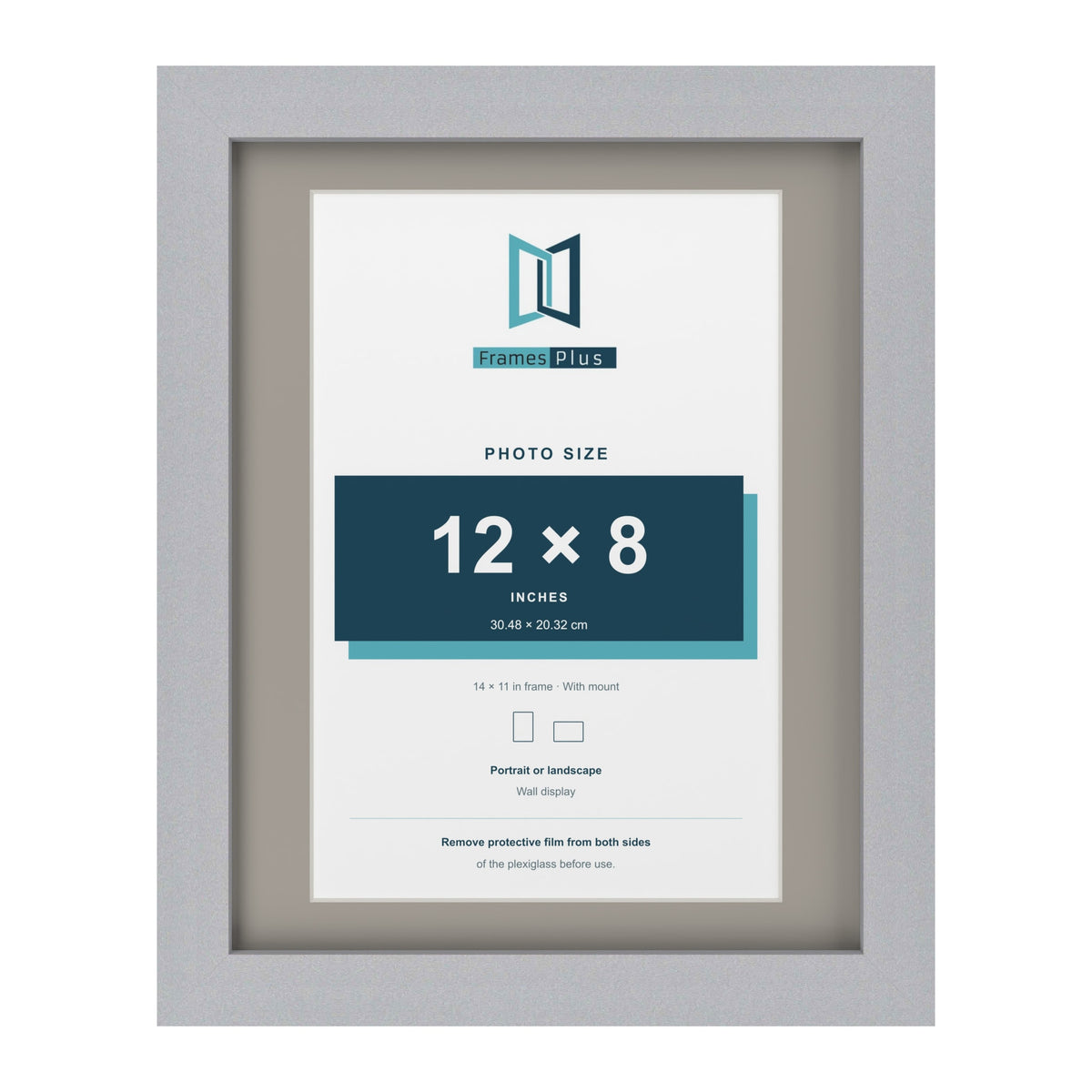 Silver 14 x 11 inch picture frame with a Dawn Grey mount for a 12 x 8 inch photo
