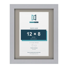 Silver 14 x 11 inch picture frame with a Dawn Grey mount for a 12 x 8 inch photo