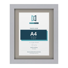 Silver 14 x 11 inch picture frame with a Dawn Grey mount for an A4 photo