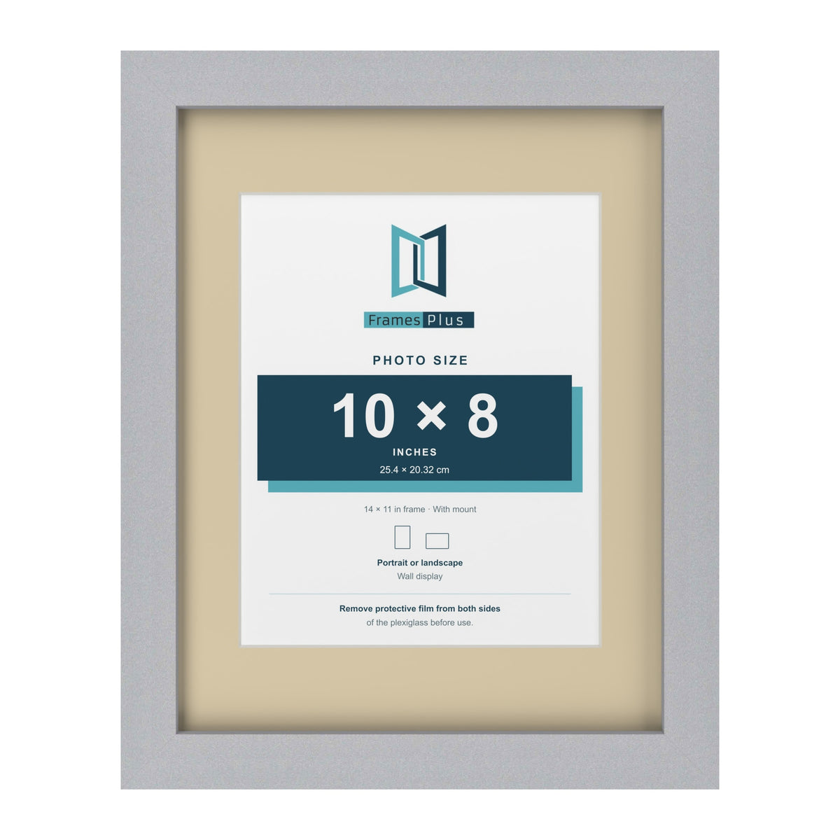 Silver 14 x 11 inch picture frame with an ivory mount for a 10 x 8 inch photo