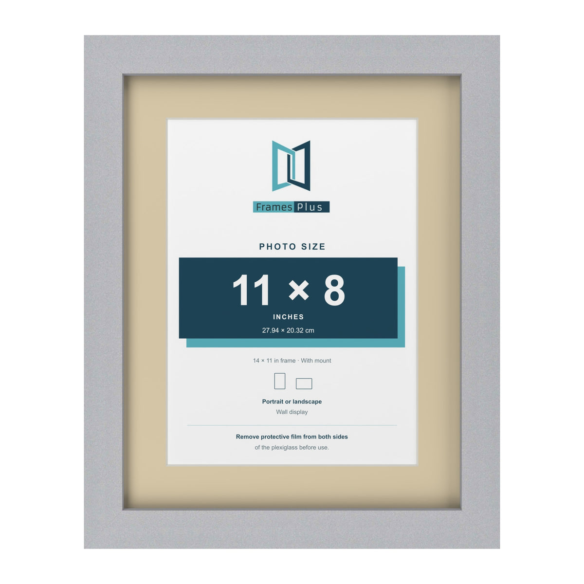 Silver 14 x 11 inch picture frame with an ivory mount for an 11 x 8 inch photo