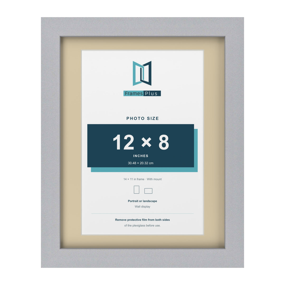Silver 14 x 11 inch picture frame with an ivory mount for a 12 x 8 inch photo