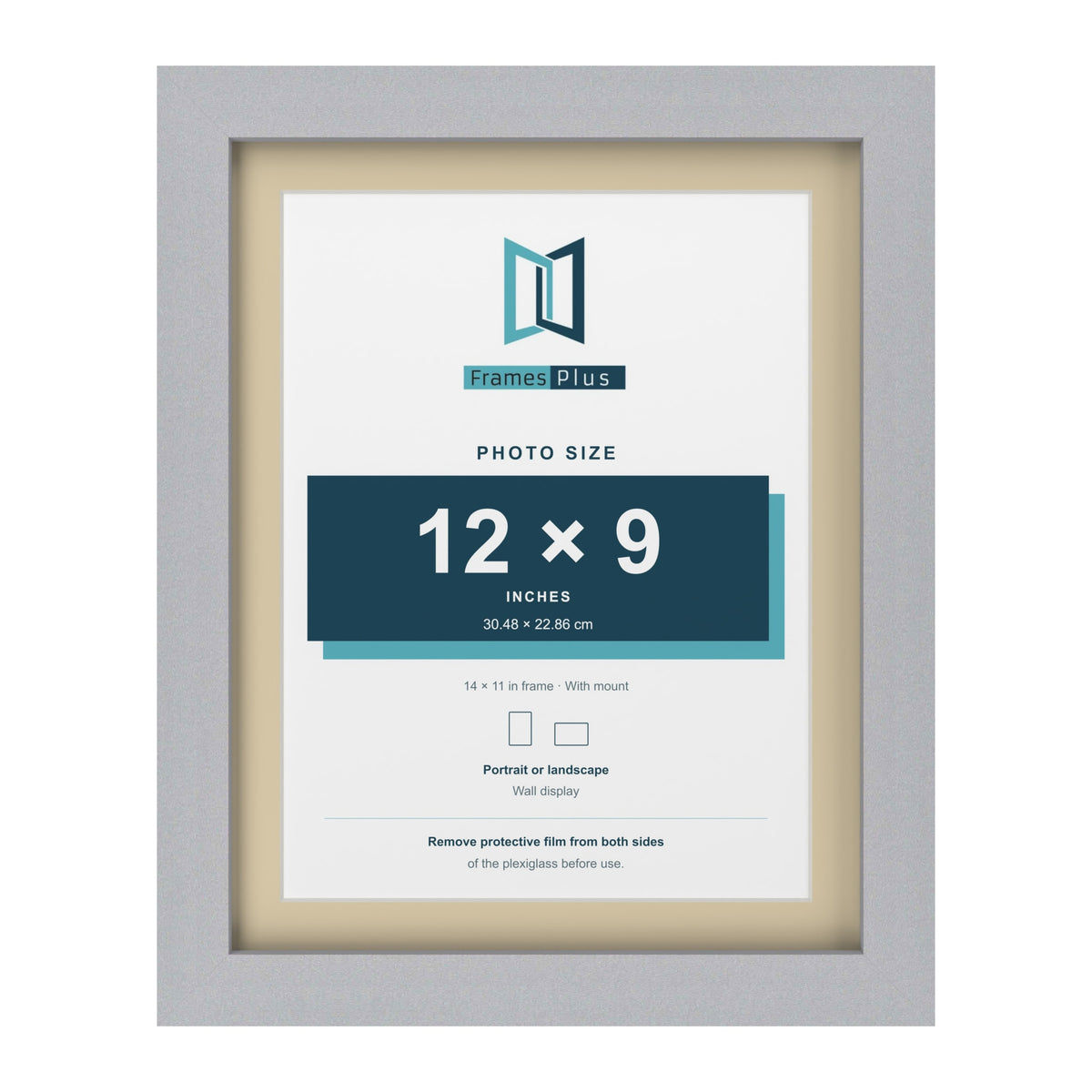 Silver 14 x 11 inch picture frame with an ivory mount for a 12 x 9 inch photo