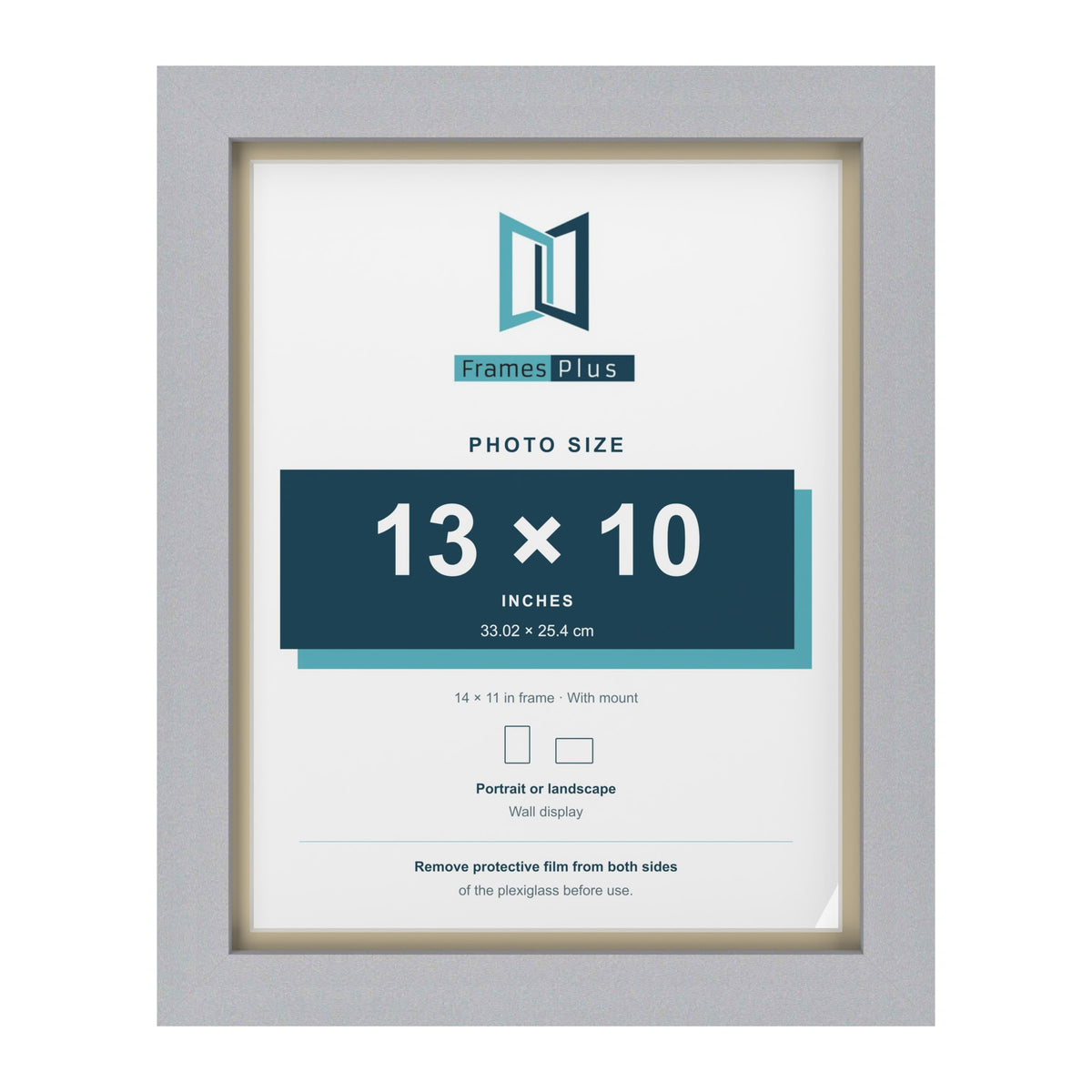 Silver 14 x 11 inch picture frame with an ivory mount for a 13 x 10 inch photo