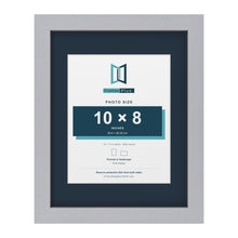 Silver 14 x 11 inch picture frame with a Pacific Blue mount for a 10 x 8 inch photo