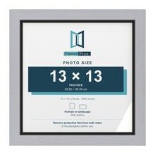 Silver 14 x 14 inch picture frame with a black mount for a 13 x 13 inch photo