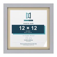 Silver 14 x 14 inch picture frame with an ivory mount for a 12 x 12 inch photo